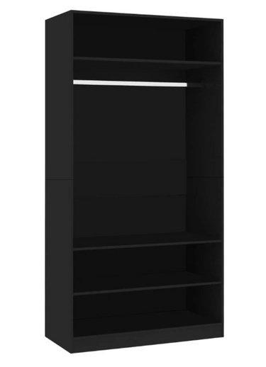 Klædeskab 100x50x200 cm konstrueret træ sort